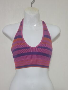 Striped Halter Sports Bra